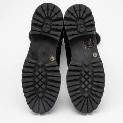 Pre Owned Alexander McQueen Black Suede and Leather Lined Mid Calf Boots Size 39