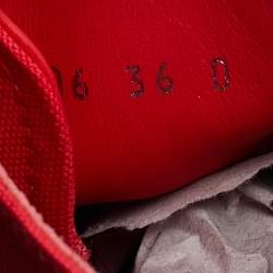 Pre Owned Alexander McQueen Red Canvas Tread Slick High Top Sneakers Size 36