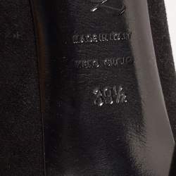 Pre Owned Alexander McQueen Black Suede Knotted Peep Toe Pumps Size 39.5