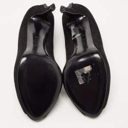 Pre Owned Alexander McQueen Black Suede Knotted Peep Toe Pumps Size 39.5