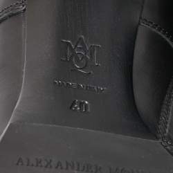 Pre Owned Alexander McQueen Black Leather Buckle Detail Boots Size 40