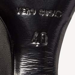 Pre Owned Alexander McQueen Black Leather Curved Heel Ankle Length Boots Size 40