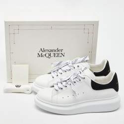 Pre Owned Alexander McQueen White Leather and Suede Oversized Low-Top Sneakers Size 39.5
