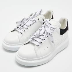 Pre Owned Alexander McQueen White Leather and Suede Oversized Low-Top Sneakers Size 39.5