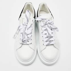 Pre Owned Alexander McQueen White Leather and Suede Oversized Low-Top Sneakers Size 39.5