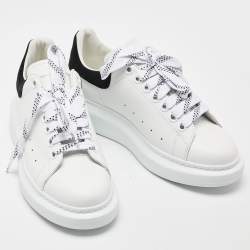 Pre Owned Alexander McQueen White Leather and Suede Oversized Low-Top Sneakers Size 39.5