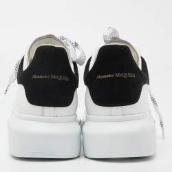 Pre Owned Alexander McQueen White Leather and Suede Oversized Low-Top Sneakers Size 39.5