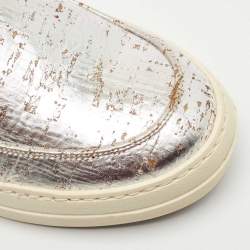 Pre Owned Alexander McQueen Sliver Leather Slip On Sneakers Size 38