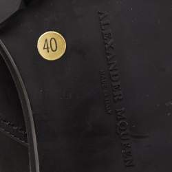 Pre Owned Alexander McQueen Black Leather and Fur Buckle Detail Ankle Boots Size 40