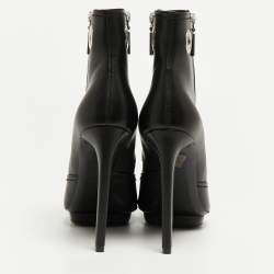 Pre Owned Alexander McQueen Black Leather Ankle Boots Size 40