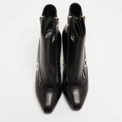 Pre Owned Alexander McQueen Black Leather Ankle Boots Size 40