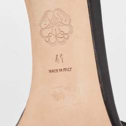 Pre Owned Alexander McQueen Black Leather and Suede Embellished Ankle Cuff Sandals Size 41