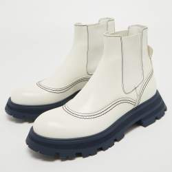 Pre Owned Alexander McQueen White Leather Wander Chelsea Boots Size 40