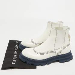 Pre Owned Alexander McQueen White Leather Wander Chelsea Boots Size 40