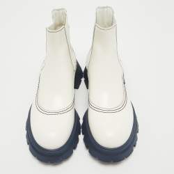 Pre Owned Alexander McQueen White Leather Wander Chelsea Boots Size 40