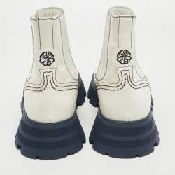 Pre Owned Alexander McQueen White Leather Wander Chelsea Boots Size 40