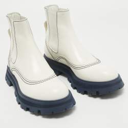 Pre Owned Alexander McQueen White Leather Wander Chelsea Boots Size 40