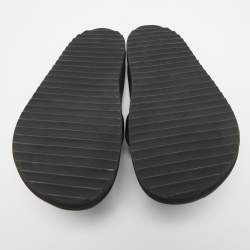 Pre Owned Alexander McQueen Black Leather Crystal Embellished Slides Size 38