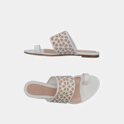 Pre Owned Alexander McQueen Leather Flat Sandals 39.5