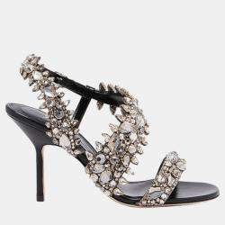 Alexander McQueen Black Embellished Motif Sandals Size 36