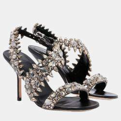 Alexander McQueen Black Embellished Motif Sandals Size 36