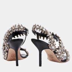 Alexander McQueen Black Embellished Motif Sandals Size 36