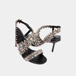 Alexander McQueen Black Embellished Motif Sandals Size 36