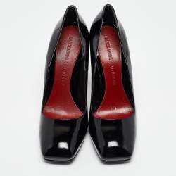 Alexander McQueen Black Patent Leather Square Toe Pumps Size 40