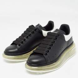 Pre Owned Alexander McQueen Black/White Leather Oversized Sneakers Size 35
