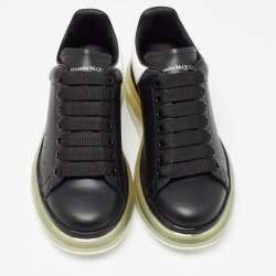 Pre Owned Alexander McQueen Black/White Leather Oversized Sneakers Size 35