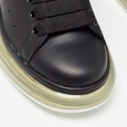 Pre Owned Alexander McQueen Black/White Leather Oversized Sneakers Size 35