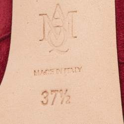 Pre Owned Alexander McQueen Burgundy Cut Out Suede Studded Ankle Booties Size 37.5