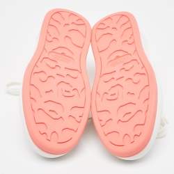 Pre Owned Alexander McQueen White/Pink Canvas and Suede Deck Plimsoll Sneakers Size 37.5