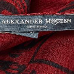 Alexander McQueen Red Skull Pattern Silk Square Scarf