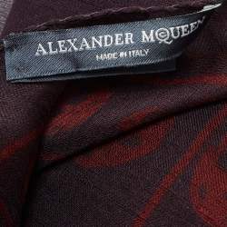 Pre Owned Alexander McQueen Plum Purple Skull Print Silk Scarf