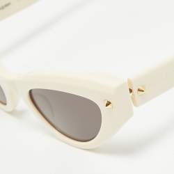 Pre Owned Alexander McQueen Cream/Black Spike Stud Cat Eye Sunglasses 