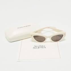 Pre Owned Alexander McQueen Cream/Black Spike Stud Cat Eye Sunglasses 