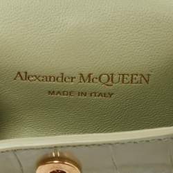 Pre Owned Alexander McQueen Light Green Croc Embossed Leather Skull Air Pod Pro Case