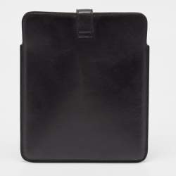 Alexander McQueen Black Leather Skull Embellished iPad Case