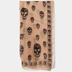 Alexander McQueen Pale Pink Skull Print Silk Scarf