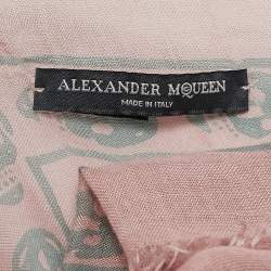 Alexander McQueen Light Pink All-Over Print Modal Scarf