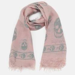 Alexander McQueen Light Pink All-Over Print Modal Scarf