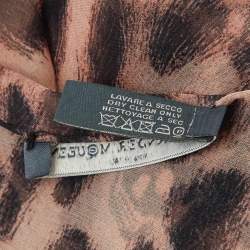 Alexander McQueen Brown Leopard and Skull Print Silk Scarf