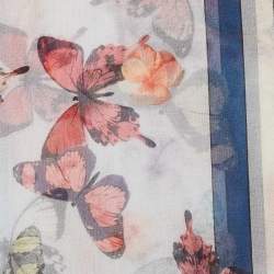 Alexander McQueen Blue Butterfly Print Silk Chiffon Scarf