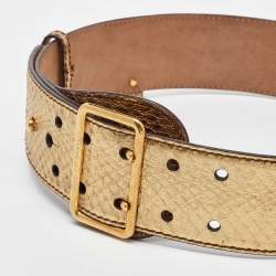 Alexander McQueen Gold Leather Waist Belt 75CM