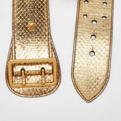 Alexander McQueen Gold Leather Waist Belt 75CM