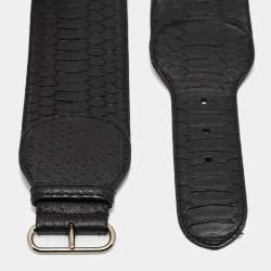 Alexander McQueen Black Python Buckle Wide Belt 75CM