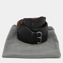Alexander McQueen Black Python Buckle Wide Belt 75CM