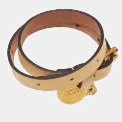 Alexander McQueen Skull Leather Gold Tone Wrap Bracelet