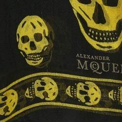 Alexander McQueen Black Skull Print Silk Scarf